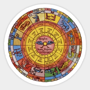 Vintage Astrology, Antique Celestial Zodiac Wheel Sticker